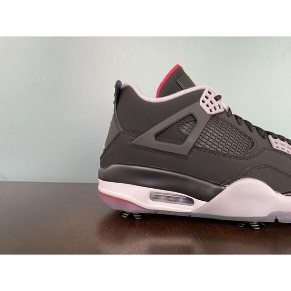 Nike Air Jordan 4 Retro Golf "Bred" Black/Red Men’s Size 10 CU9981-002 - Picture 4 of 11